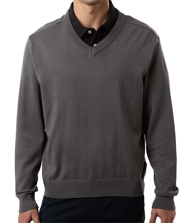 Devon & Jones New Classics Recycled V-Neck Sweater - Embroidered