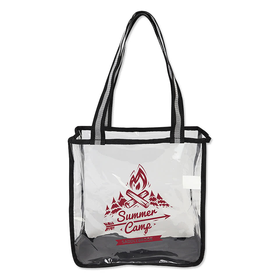 Diamond Clear Zippered Tote Bag with Canvas Trim