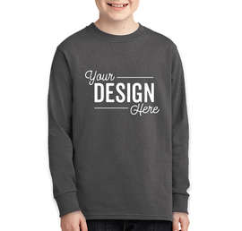 Port & Company Youth Core Cotton Long Sleeve T-shirt - Color: Charcoal