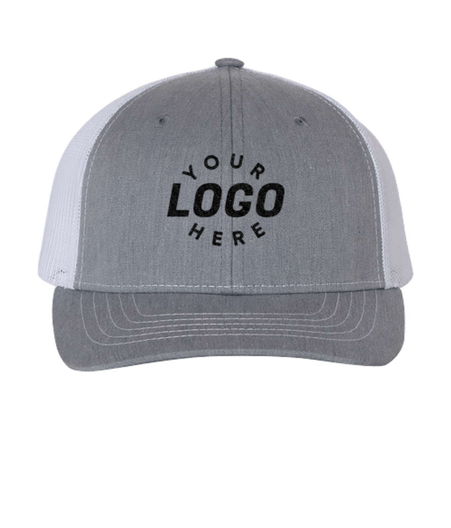 Richardson Youth Twill Snapback Trucker Hat in Heather Grey / White