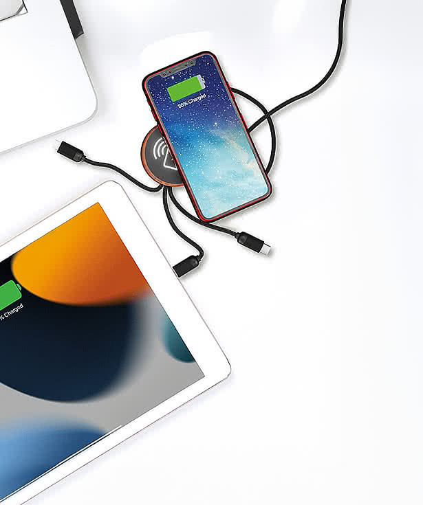 Laser Engraved SCX Innovative Design 5-in-1 Bamboo 5W Wireless Charging Cable