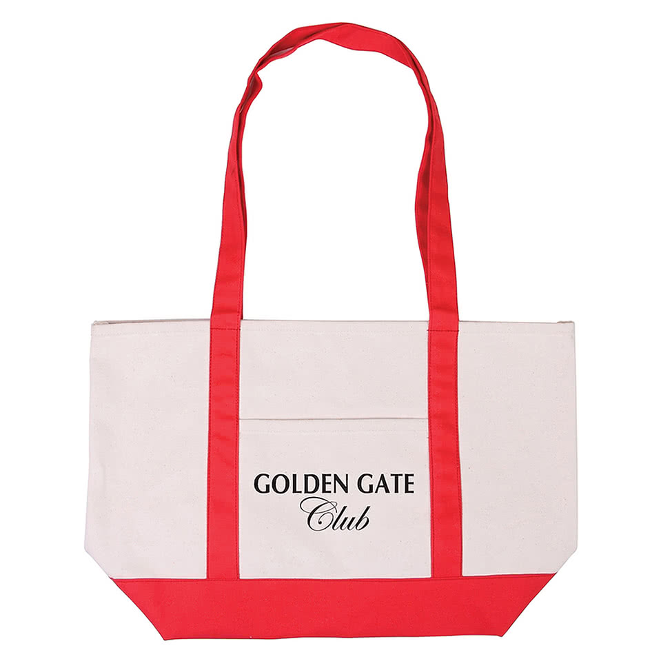 Cotton Canvas Contrast Tote Bag with Pocket