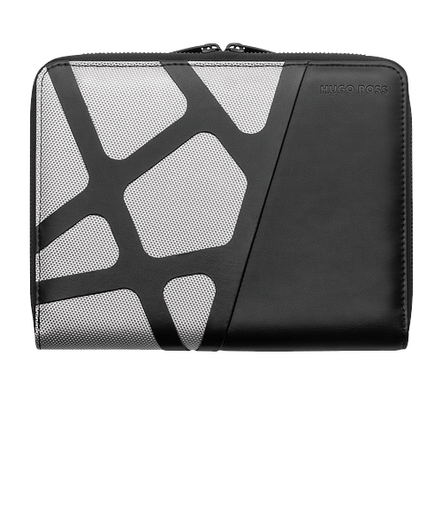 Hugo Boss Debossed A5 Conference Padfolio in Chrome