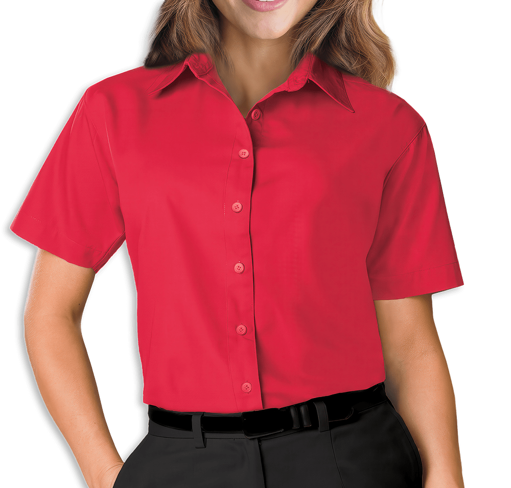 Blue Generation Women's Value Short Sleeve Poplin Dress Shirt - Printed-default
