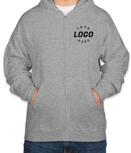Hanes EcoSmart 50/50 Zip Hoodie - Embroidered - Color: Light Steel