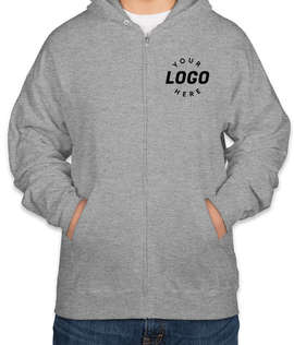 Hanes EcoSmart 50/50 Zip Hoodie - Screen Printed - Color: Light Steel