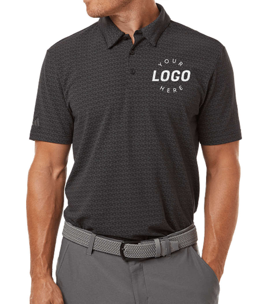 Adidas Micro Print Recycled Blend Polo in Black
