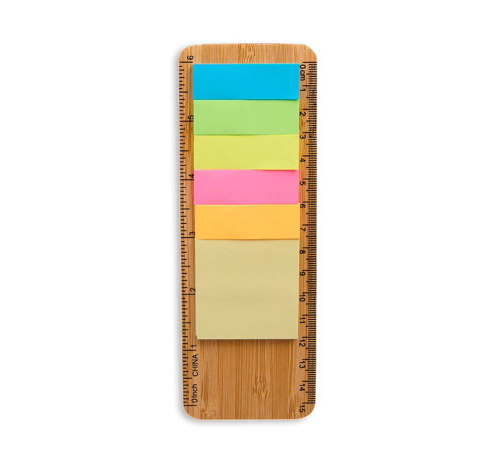 FSC Bamboo 6" Ruler with Sticky Notes-default