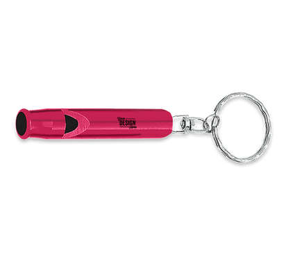 Laser Engraved Safety Whistle Keychain - Red