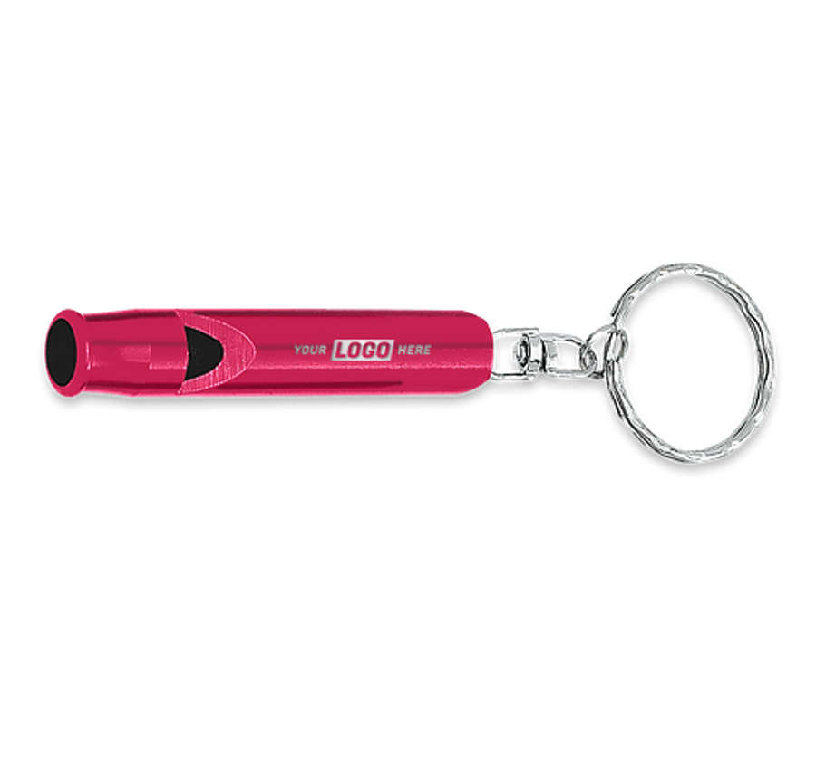 Laser Engraved Safety Whistle Keychain in Red