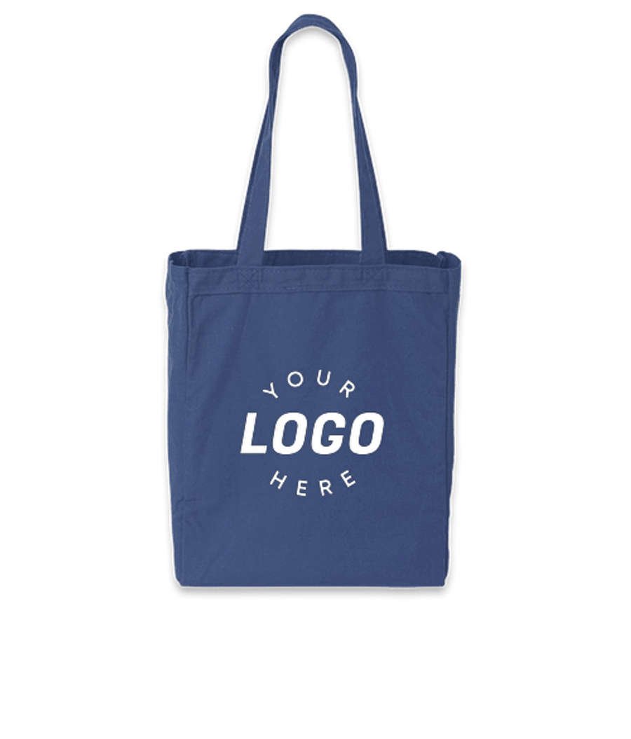 Medium Gusseted Midweight 100% Cotton Canvas Tote Bag in Royal