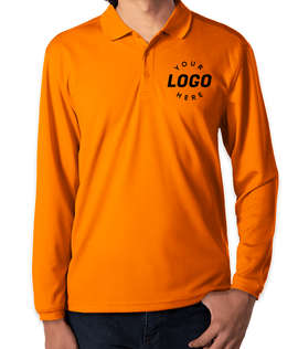 Clique by Cutter & Buck Eco Long Sleeve Performance Pique Polo - Color: Hi Vis Orange
