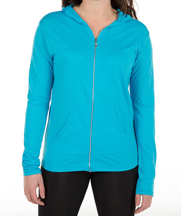 Anvil Women's Tri-Blend Full Zip T-shirt Hoodie
