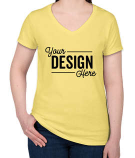 Canada - Gildan Women's 100% Cotton V-Neck T-shirt - Color: Cornsilk