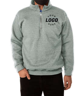 Bayside USA-Made Quarter-Zip Pullover Sweatshirt - Color: Dark Ash