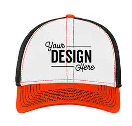 New Era 39THIRTY Contrast Stitch Stretch Fit Mesh Hat - Color: White / Orange / Black