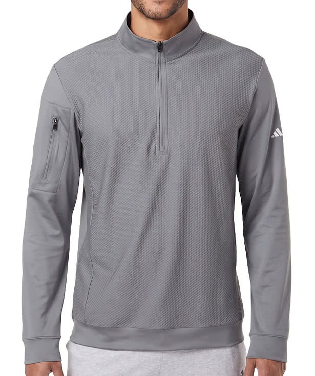 Custom Adidas Textured Recycled Midweight Quarter Zip Pullover