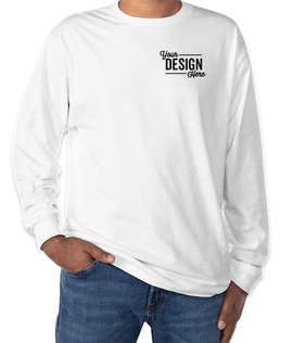Hanes Authentic Long Sleeve T-shirt - Embroidered - Color: White