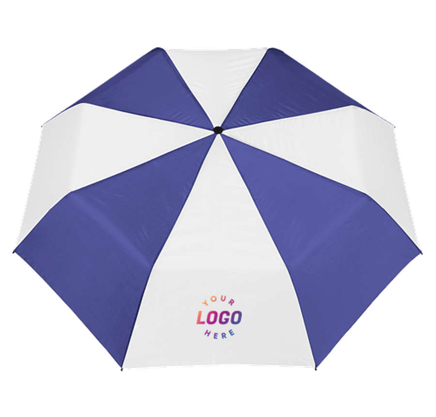 42" Arc Budget Multi-Tone Telescopic Folding Umbrella in Royal / White