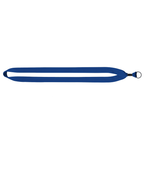 3/4" Cotton Lanyard with Metal Crimp and Split-Ring in Electric Blue