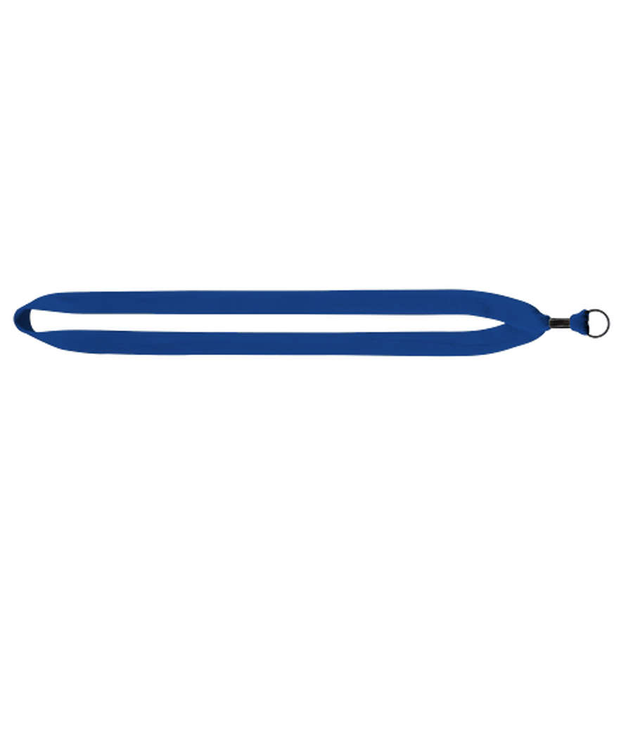 3/4" Cotton Lanyard with Metal Crimp and Split-Ring in Electric Blue
