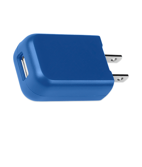 UL Listed Rectangular USB A/C Adapter in Blue