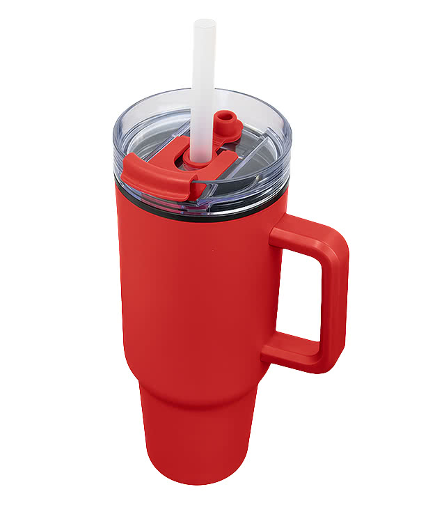 Full Color 40 oz. Quest Stainless Steel Recycled Tumbler with Straw