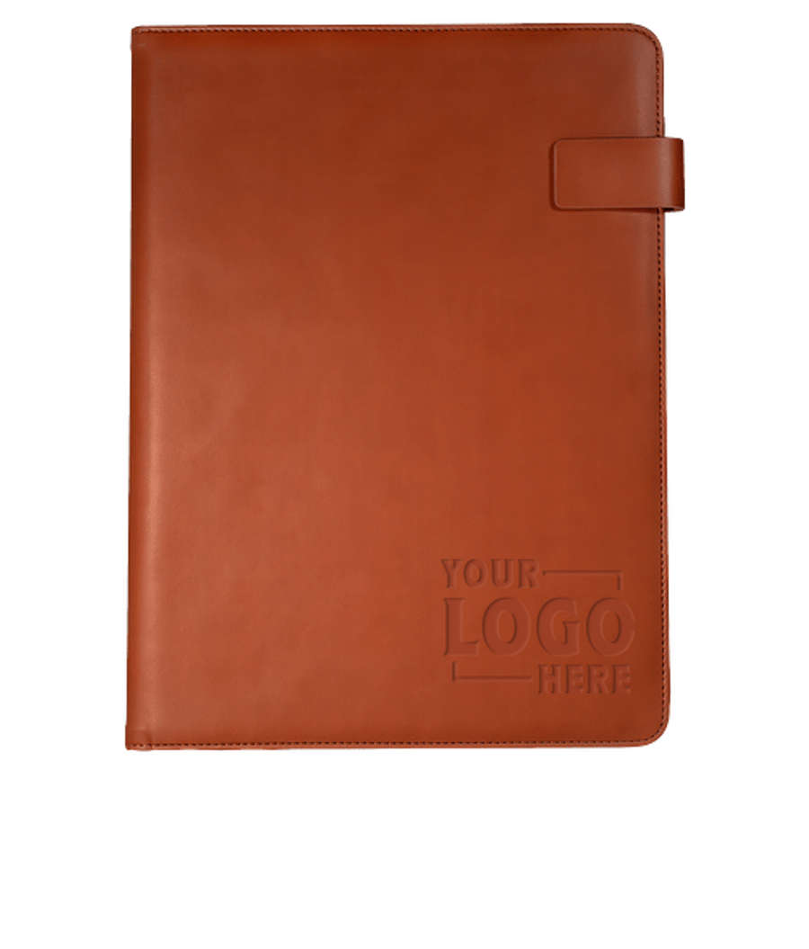 Debossed Leeman Tuscany Tech Padfolio in TAN
