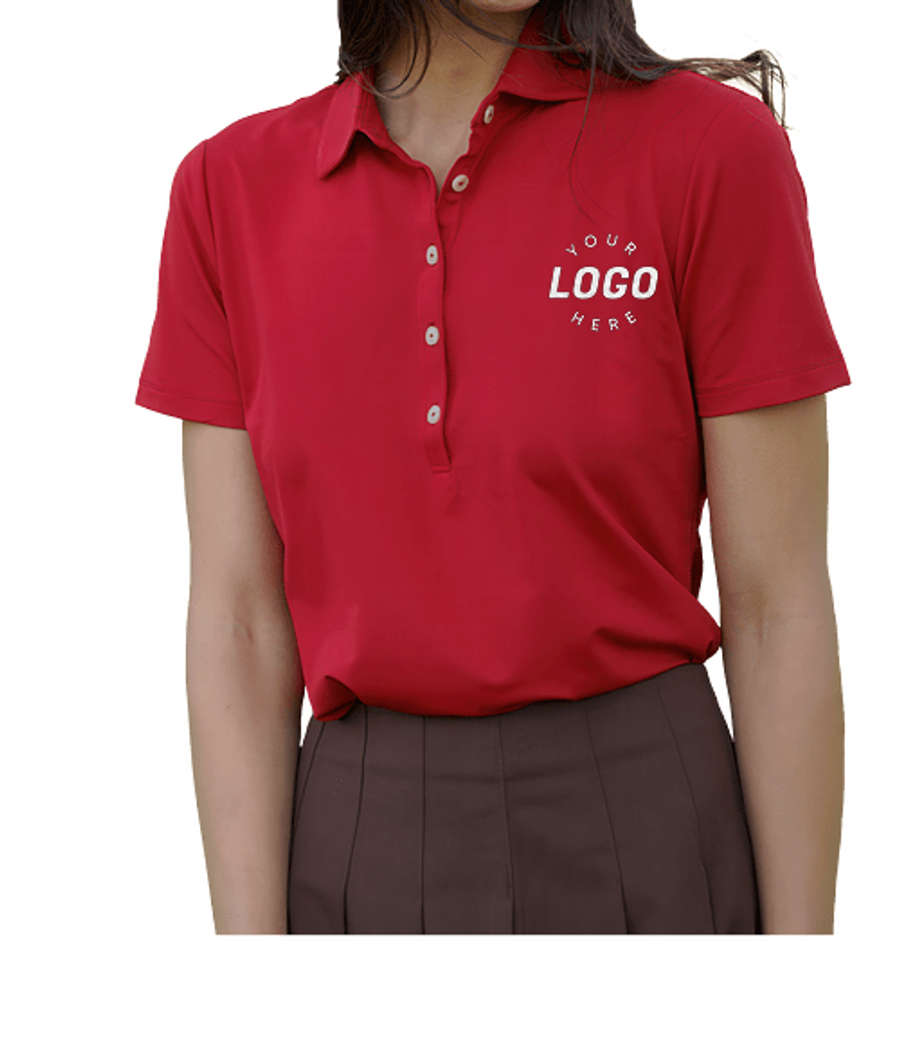 Greg Norman Women's Freedom Micro Pique Performance Polo in British Red