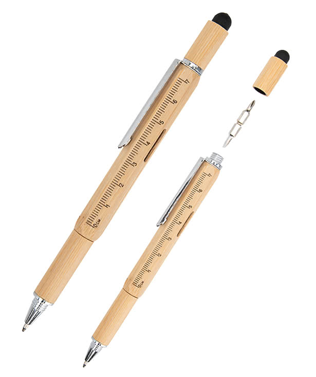 Bamboo Multi-Function Tool Ballpoint Pen (black ink)