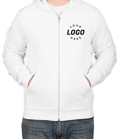 Embroidered Bella + Canvas Ultra Soft Zip Hoodie - White