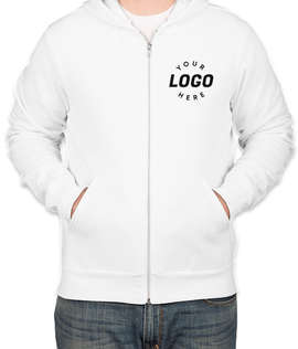 Embroidered Bella + Canvas Ultra Soft Zip Hoodie - Color: White