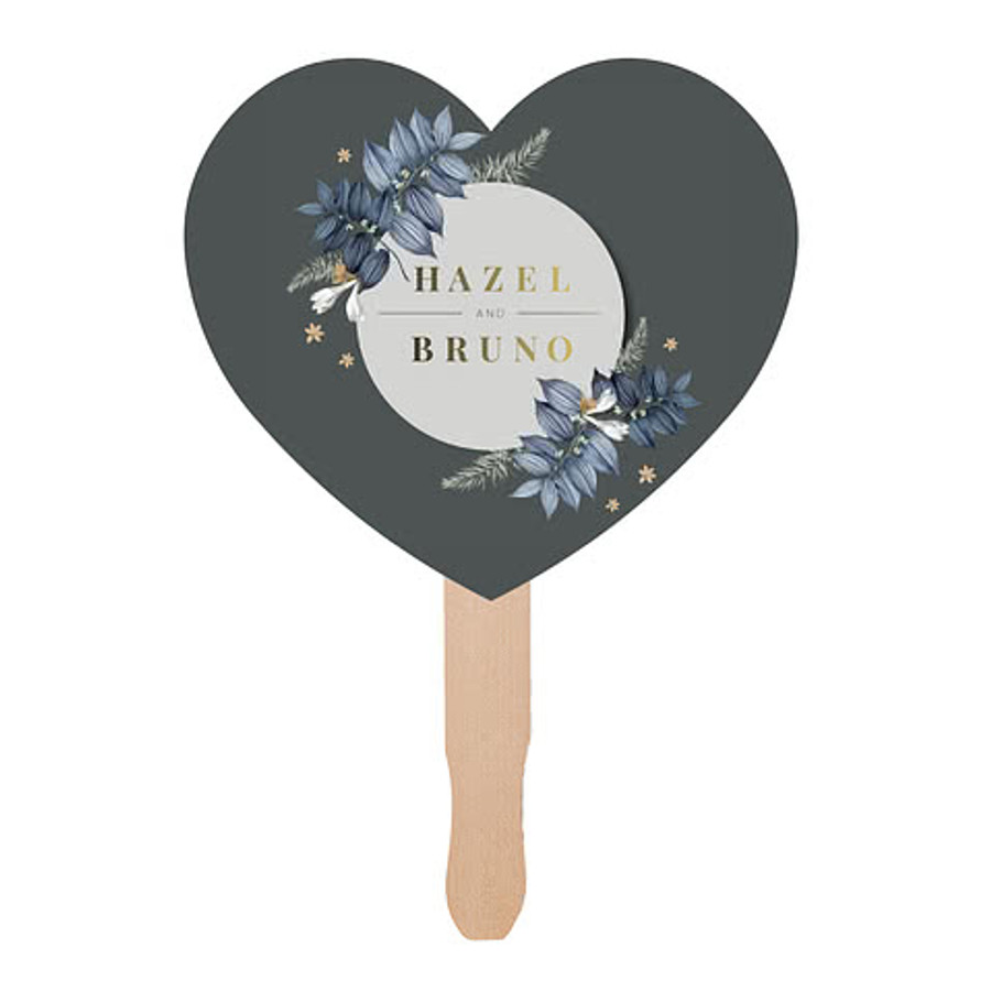 Full Color Heart Shaped Hand Fan in Maroon
