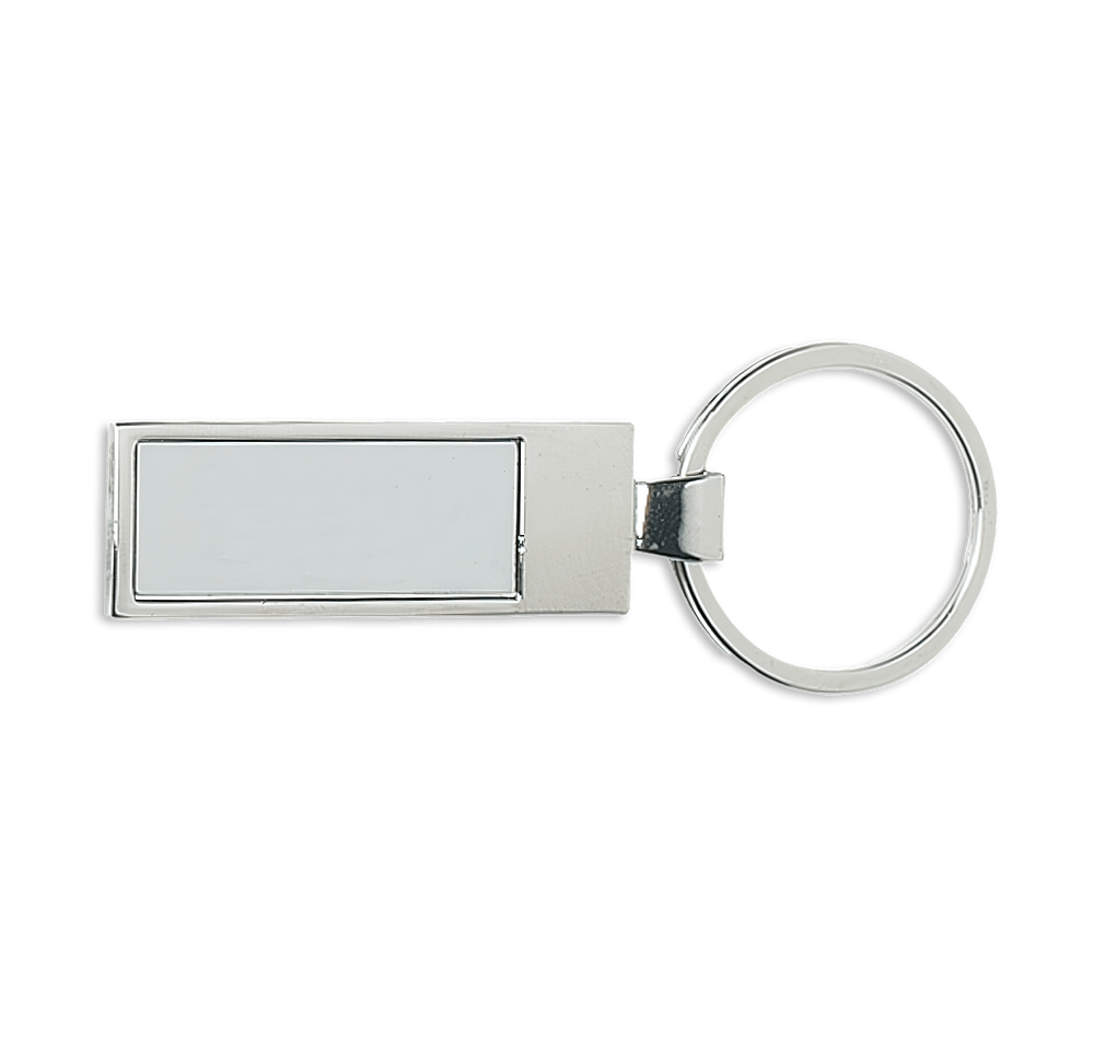 Laser Engraved Rectangle Metal Keychain-default