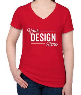 Canada - Gildan Women's 100% Cotton V-Neck T-shirt - Color: Red
