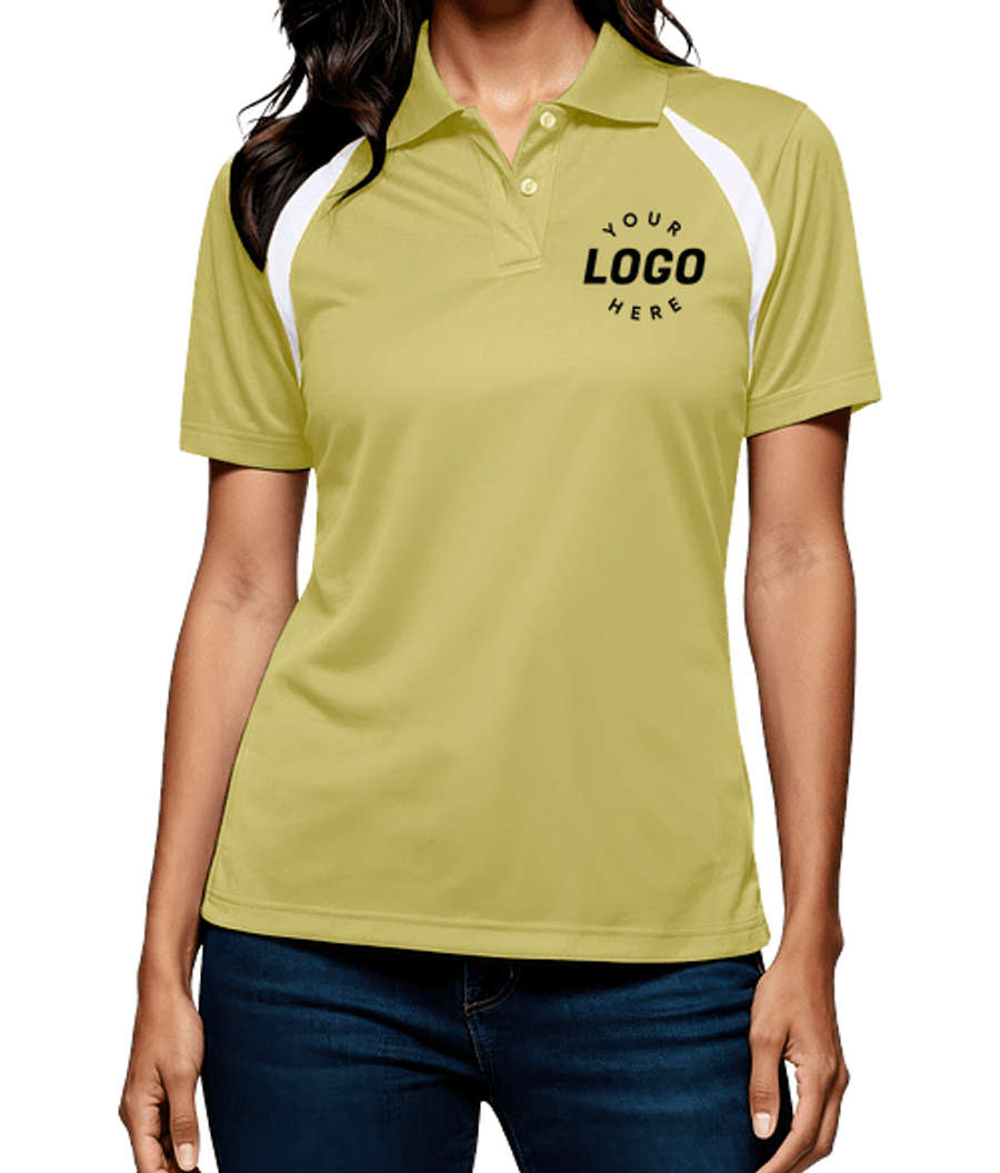 Blue Generation Women’s BLU-X-DRI Raglan Performance Polo in Vegas Gold / White