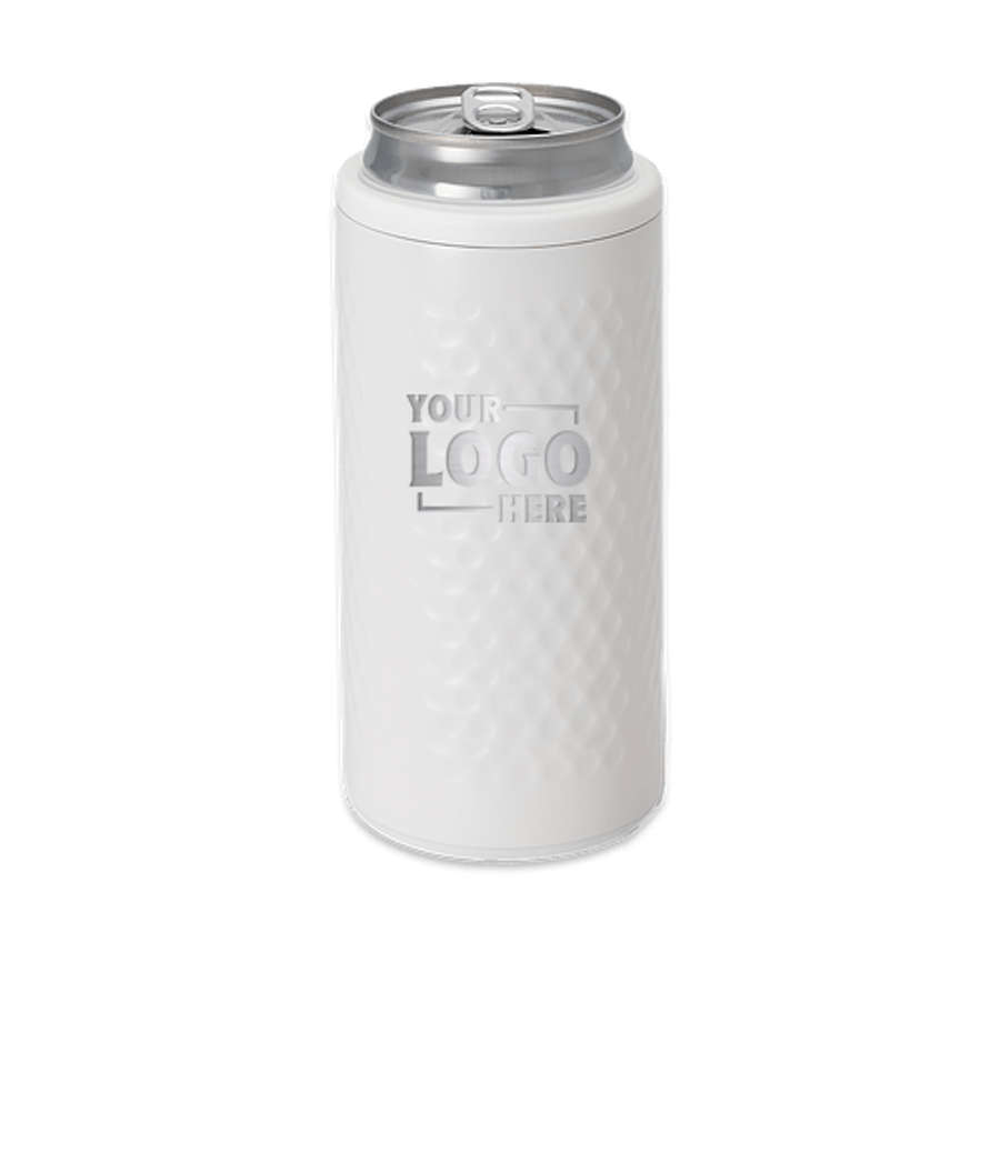 Swig Life Laser Engraved 12 oz. Golf Partee Stainless Steel Skinny Can Cooler in White