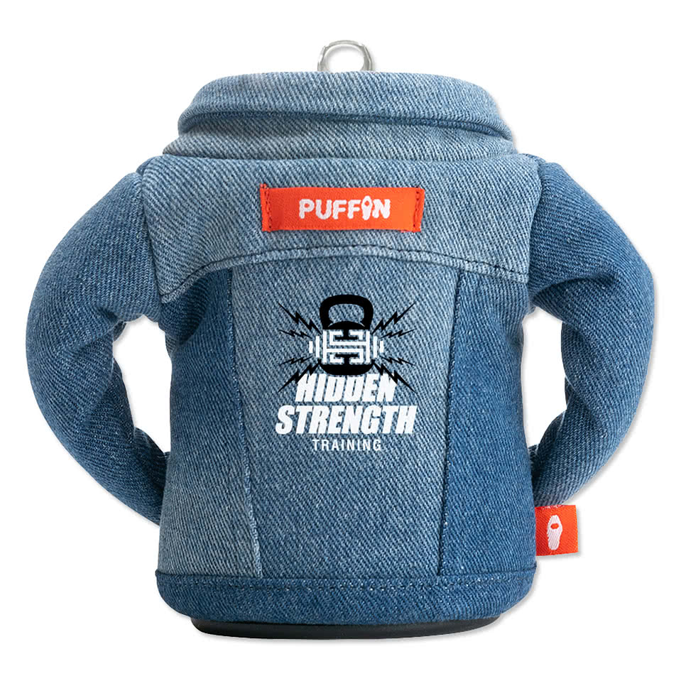 Full Color Puffin Drinkware Denim Jacket Can Cooler