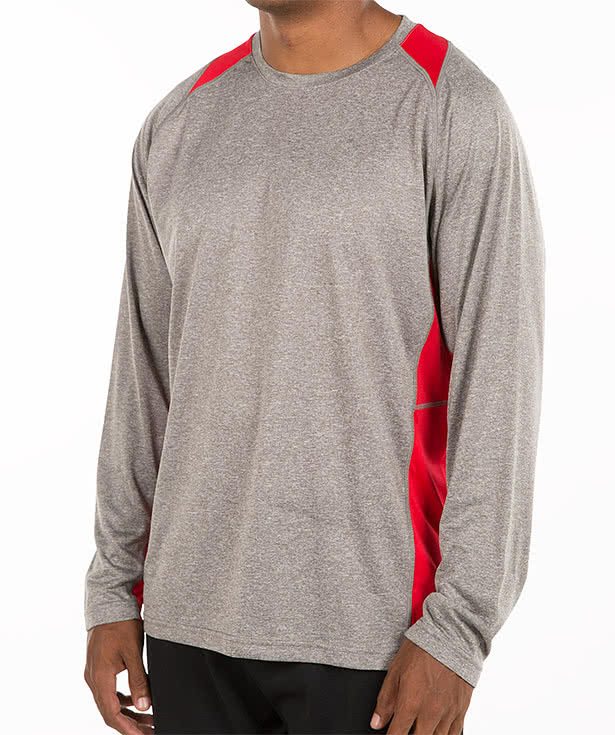 Sport-Tek Heather Contender Colorblock Long Sleeve Performance Shirt