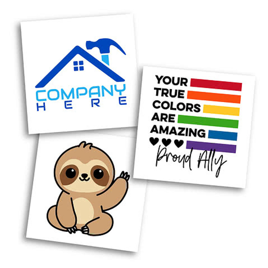 Full Color 2.5" x 2.5" Classic Custom Temporary Tattoo (Set of 200) in Clear