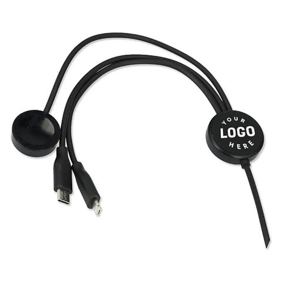 5-in-1 Long Charging Cable with iWatch Charger in Black