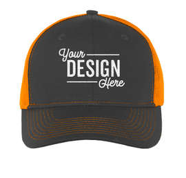 Port Authority Snapback Trucker Hat - Color: Grey Steel / Neon Orange