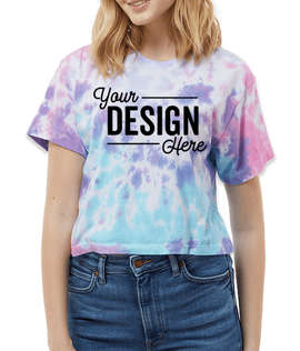 Colortone Women's Tie-Dye Jersey Blend Crop T-shirt - Color: Cotton Candy