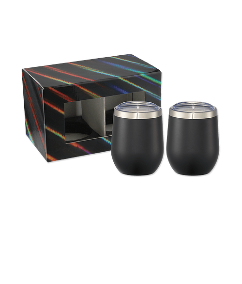 12 oz. Corzo Stainless Steel Tumbler (Set of 2) in Black