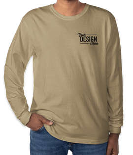 Comfort Colors 100% Cotton Long Sleeve T-Shirt - Embroidered - Color: Khaki