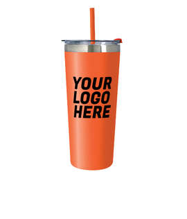 24 oz. Colma Stainless Steel Insulated Tumbler with Straw - Color: Orange