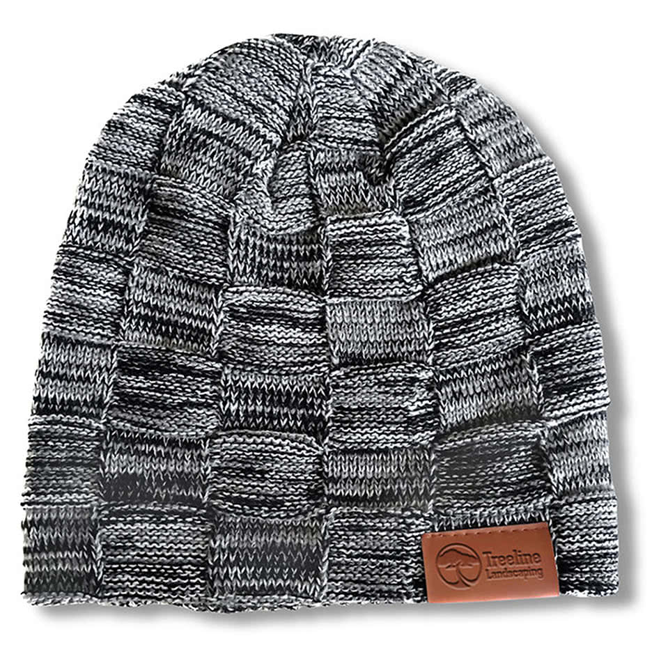 Leeman Fuzzy Lining Slouchy Rectangle Patch Beanie - Debossed