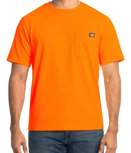 Wrangler Workwear Heavyweight Pocket T-shirt - Printed in Orange