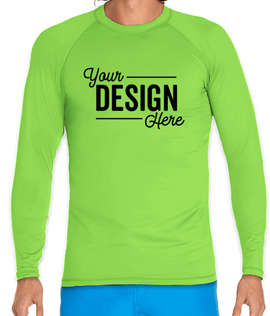 Wet Effect Long Sleeve Rash Guard Shirt - Color: Lime Green