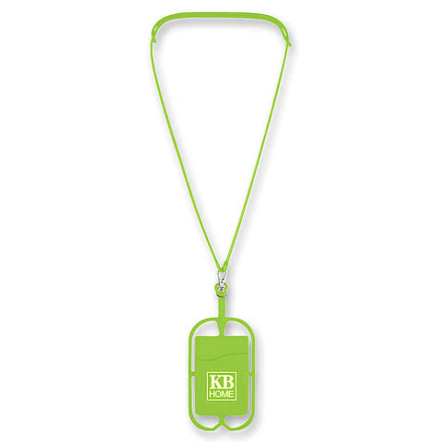 Silicone Lanyard with Phone Holder & Wallet in LIME